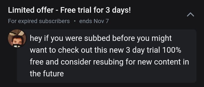 If you are an expired subscriber of mine on @OnlyFans I'm running a FREE 3 day trial for you boo ?

#onlyfanspromo