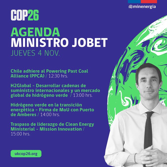 WEC_Chile's tweet photo. Hoy es el #EnergyDay en la #COP26. Revisa la agenda del titular de @MinEnergia y Pdte. Honorario de @WEC_Chile, @JCJobet durante la jornada. Sigue las alternativas de la cita mundial en el canal de #YouTube:

https://t.co/JcmsFz4IMx

#HumanisingEnergy #BetterTogether #WECChile https://t.co/xSEvJOIXrY