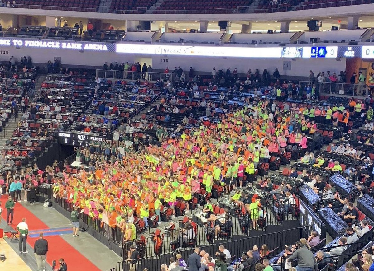 Can we get this big of a student section for state volleyball! FRIDAY NOV5 @7 <a href="/PinnacleArena/">Pinnacle Bank Arena</a>