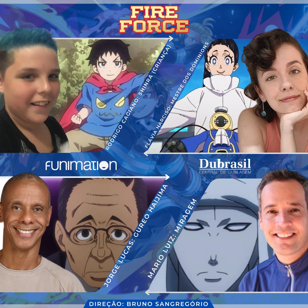 Dubladores de Fire Force Parte 1 Funimation Brasil 