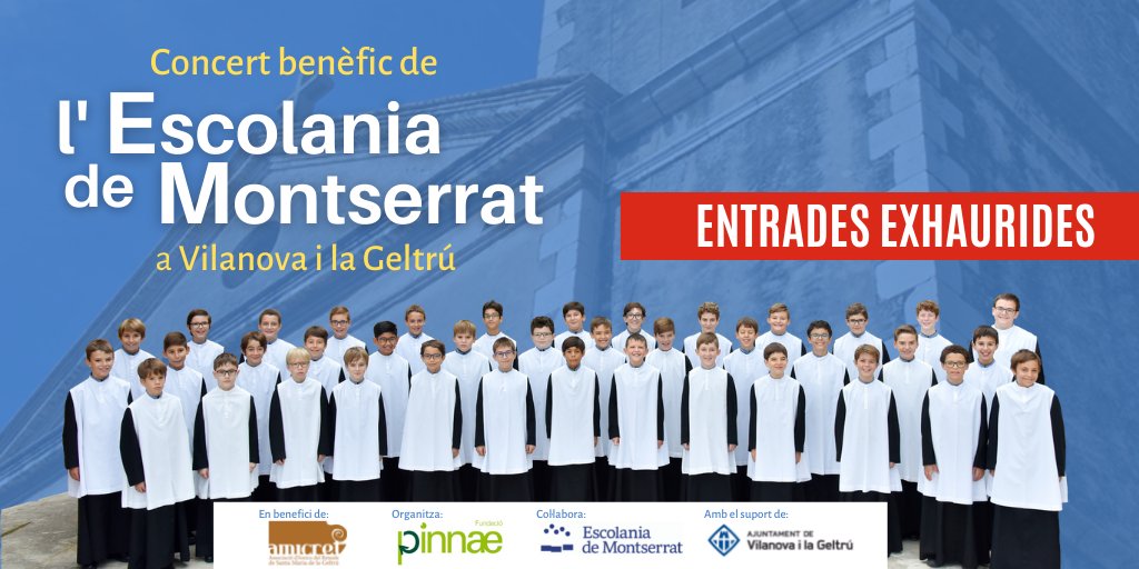 FundacioPinnae's tweet photo. -ENTRADES EXHAURIDES- en les dues sessions del concert benèfic amb @EscolaniaMont a #VilanovailaGeltru organitzat per @FundacioPinnae
✨Demà podrem gaudir de la màgia de les seves veus
#pinnae #escolaniademontserrat #concertbenefic #pinnaecultura
@ajuntamentvng https://t.co/B8ioj2Lv7N