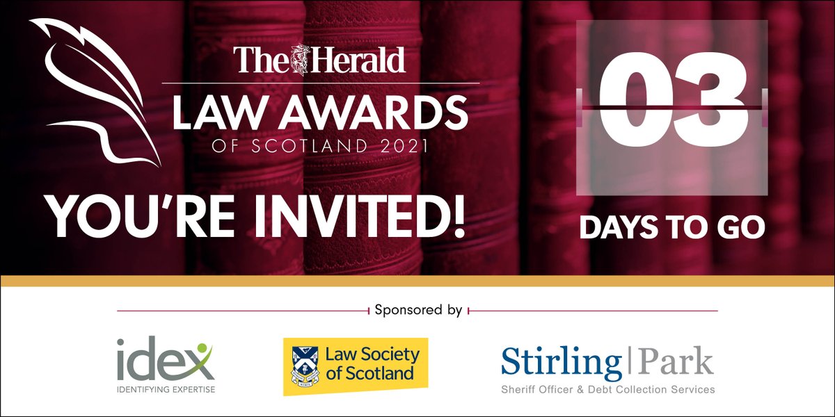 This Thursday, November 18 we will celebrate the outstanding achievements of the Scottish legal sector on <a href="/heraldscotland/">The Herald</a> Facebook page and YOU are invited!

<a href="/IDEXConsulting/">IDEX Consulting</a> <a href="/Lawscot/">Law Society Scotland</a>
#scotlawawards