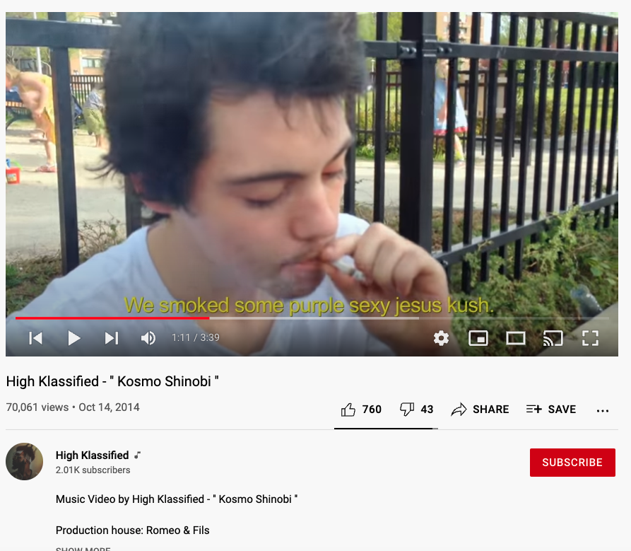 BigYanniX's tweet photo. You literally can't make this shit up. Our anti-smoking group in Qc @CoalitionTabac found a rap producer to be a spokesperson for youth to not smoke/vape, yet his videos show binge drinking, pot smoking, cigarettes, by guess what, teenagers. #polqc ... but wait, there's more... https://t.co/rd7foTux1s