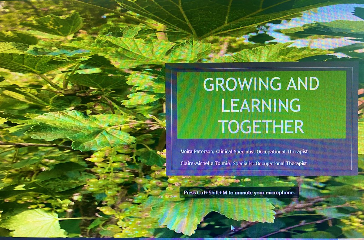 NHSGGC - Mental Health Occupational Therapists (@nhsggcmhot) on Twitter photo As we grow and develop together in our practice sharing event, we hear from <a href="/MoiraForensicOT/">Moira Paterson</a> and <a href="/ClaireMichelleZ/">ClaireMichelle Forensic MHOT</a> who shares their presentation:
‘Growing and Learning Together’ within their community allotment site <a href="/caleygrowlearn/">Grow & Learn Awards</a> #Horticulture #SkillsSharing #OTweek2021 As we grow and develop together in our practice sharing event, we hear from <a href="/MoiraForensicOT/">Moira Paterson</a> and <a href="/ClaireMichelleZ/">ClaireMichelle Forensic MHOT</a> who shares their presentation:
‘Growing and Learning Together’ within their community allotment site <a href="/caleygrowlearn/">Grow & Learn Awards</a> #Horticulture #SkillsSharing #OTweek2021