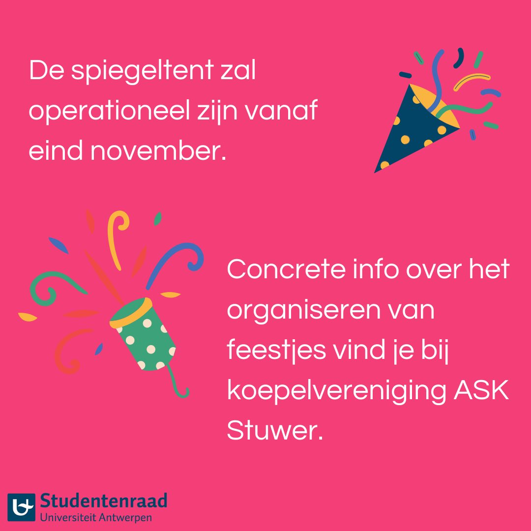 StuRaUA's tweet photo. BREAKING: de feesttent ter tijdelijke vervanging van de feestzalen op de buitencampus komt eraan. 

Met de studentenraad werken we hard aan oplossingen voor problemen waar jij van wakker ligt. https://t.co/AV9DTBP0PD