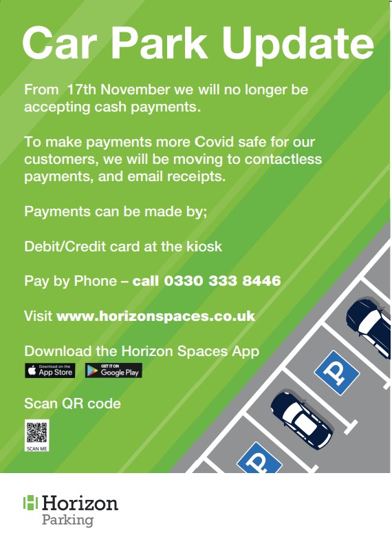 Please note that from the 17th November our car park kiosk will no longer accept cash payments. #Wisbech