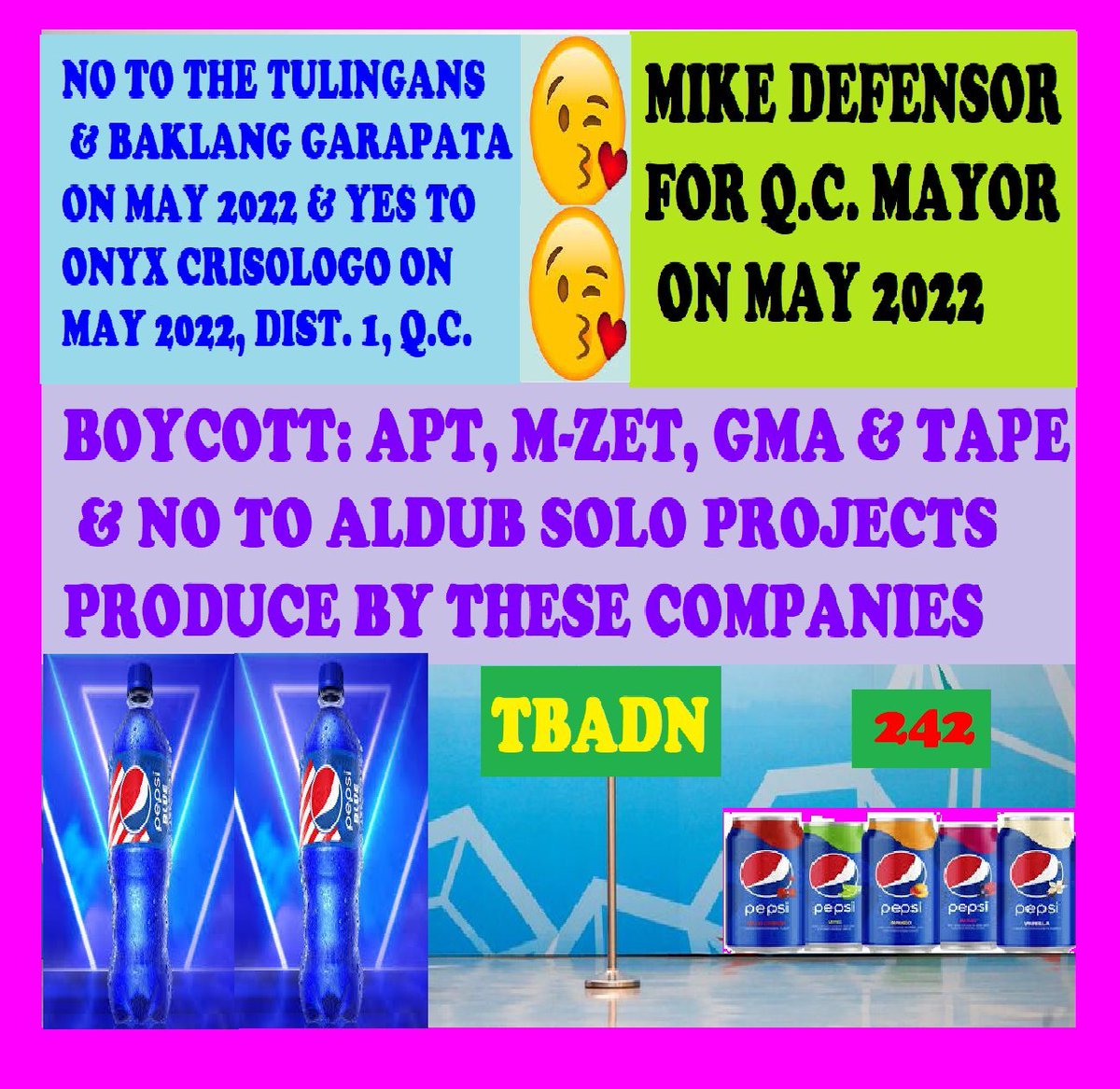 NAG ALANGAN BA OR TAKOT BANGGITIN NI TS ANG ALAGA NILANG GARAPATA SA ANOMANG USAPAN ABOUT POLITICS?🤔KAHIT HINDI NILA BANGGITIN ALAM NG TBADN ANG MGA AGENDA NILA.NGAYON PA LANG CLAIM KO NA ANG PAGKATALO NI BG✌️😝
<a href="/thelionspride01/">Blue.jay💙💚❤️02.03👅</a>
#BOYCOTTMZETxAPTxGMA242
- ALDUB/MAICHARD FOREVER❤️