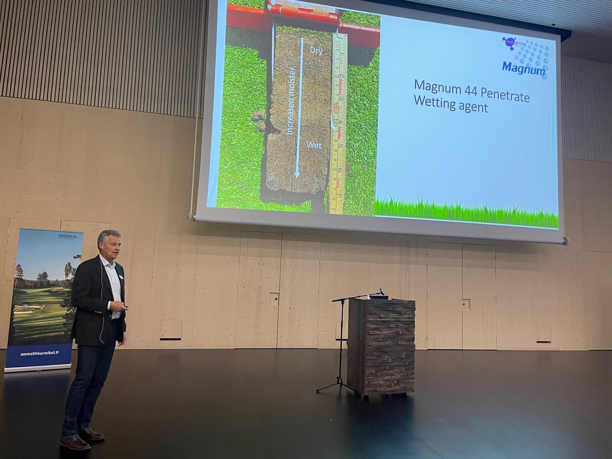 indigrowuk's tweet photo. Some of our team are in Finland today, presenting to greenkeepers and groundspersons on a variety of topics. @IndigrowR presenting on bio-stimulants and amino acids and @indigrowSE on penetrant wetting agents. #growththroughinnovation https://t.co/TvCAPY0jgi