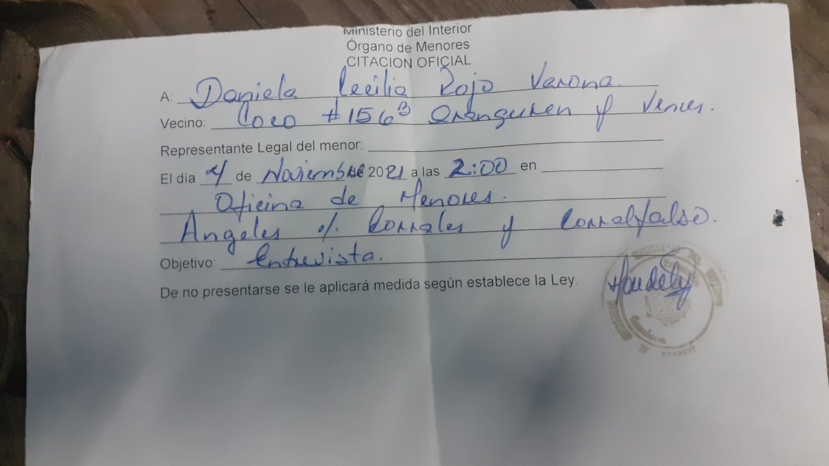 Danielarojocuba's tweet photo. Ayer recibí una citación para presentarme en el "Órgano de Menores" de mi municipio.
¿La dictadura pretende chantajearme con respecto a mis hijos?
¿Por qué me citan estas personas?
#15NCuba
#TodosSomosArchipielago https://t.co/3udrW3gFxc