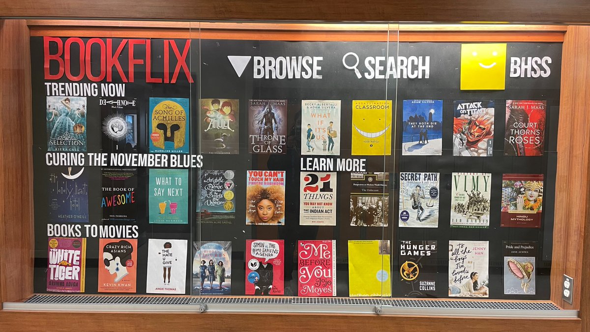 BHSSLearningC's tweet photo. Hey BHSS, check out our school's Bookflix display based on what YOU read in the Learning Commons! https://t.co/ygRDbkjc0I