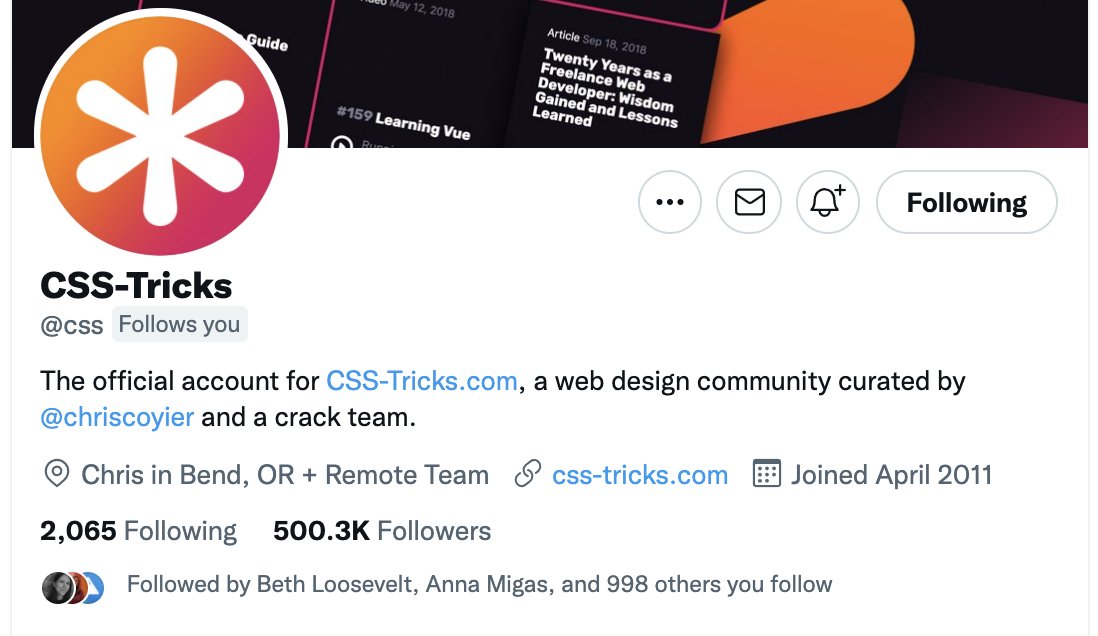 chriscoyier's tweet image. hey mom that dumb website i started in your basement now has half a million twitter followers.