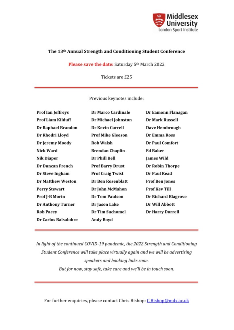 🚨 Please save the date 

🗓 5 March, 2022 

🏟 Virtual event (Zoom link to follow)

💴 £25

🗣 5 x keynote speakers (will let you know who they are soon)

🙏 RT’s greatly appreciated

☑️ Previous years speakers below