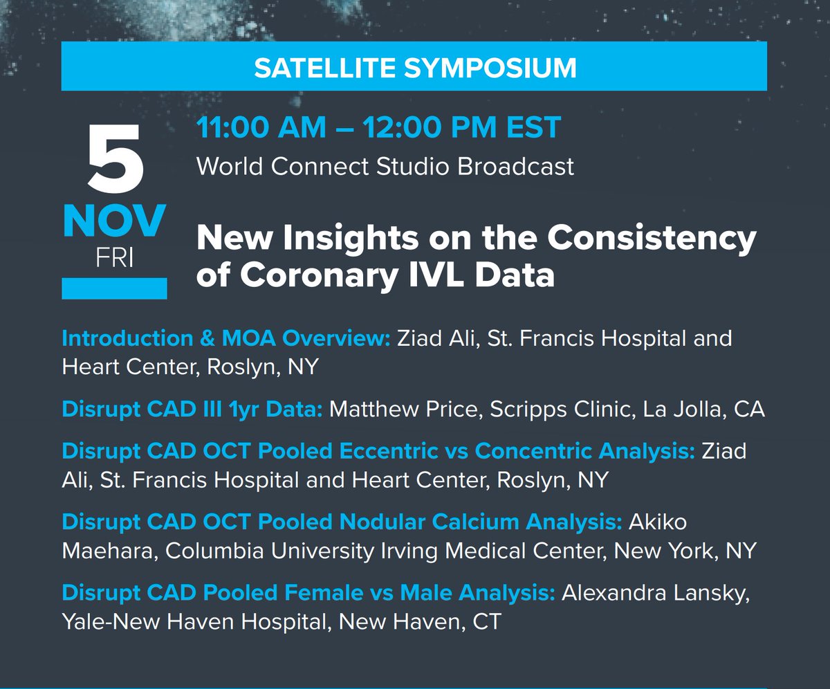 ShockwaveIVL's tweet photo. Tomorrow, don’t miss the #TCT2021 satellite symposium, New Insights on the Consistency of #CoronaryIVL Data! Drs. @ziadalinyc @matthewjpricemd @MaeharaAkiko &amp; Alexandra Lansky will dive into the new #DisruptCADIII &amp; CAD Pooled results.

ISI https://t.co/sZ0NdAfo4t #CardioTwitter https://t.co/LYHkqyRPOh