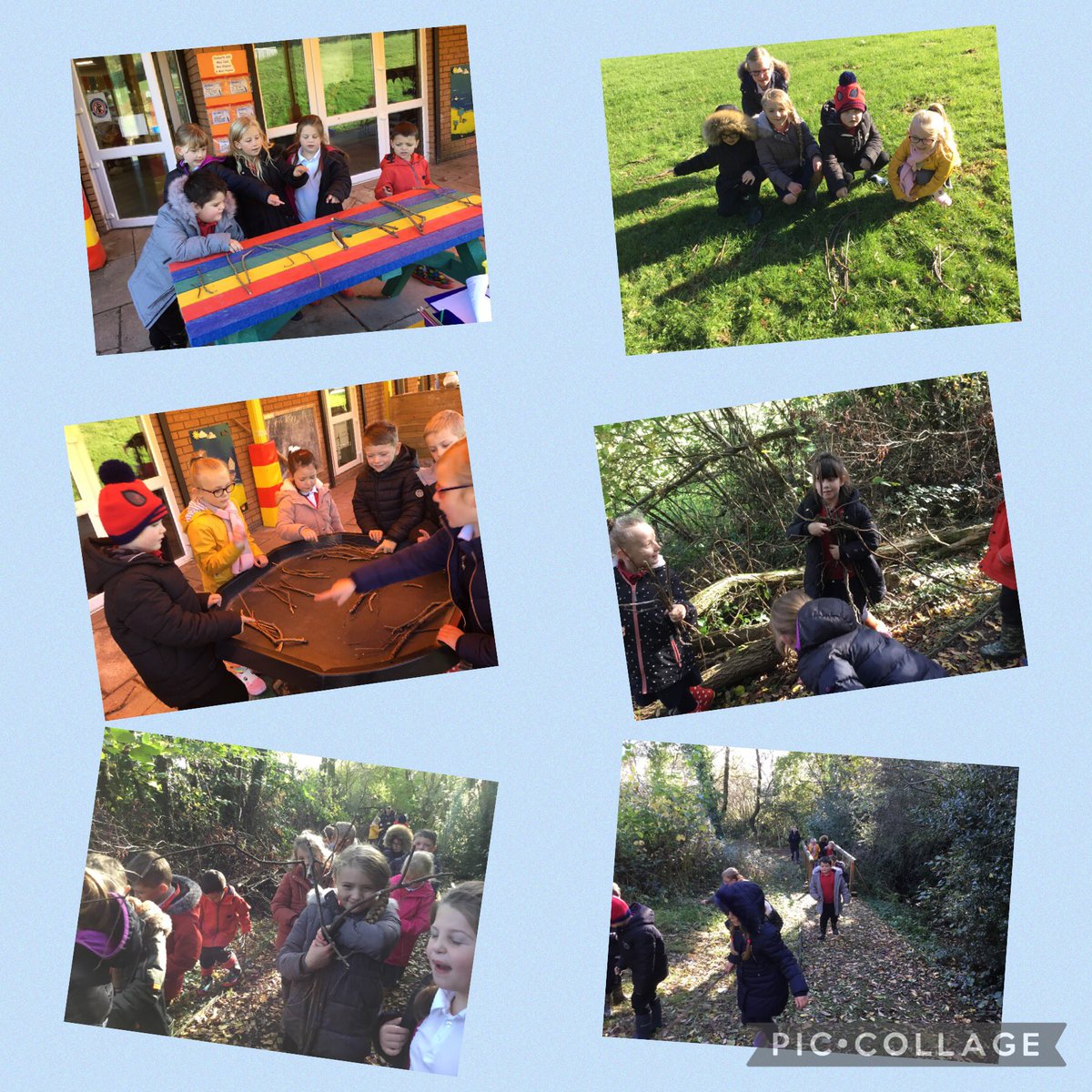 4SCWCPS's tweet photo. We collected sticks from the Wetlands Area to make our very own bonfire. We counted our sticks by grouping them in 2’s, 5’s and 10’s #OutdoorClassroomDay https://t.co/Is7iMUy2lI