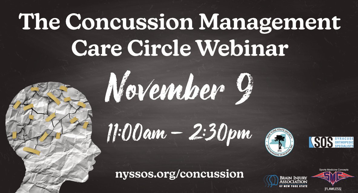 NYSSOS's tweet photo. Who is the multidisciplinary concussion management team and what are their responsibilities within the care circle? Learn more on 11/9. 

Partners: @sosbones, @BIAofNYS , and @SpMedConcepts
#NYSSOS #Concussioncare #orthopaedics

Register: https://t.co/ZXIOw8nijE https://t.co/kl6xeSlLpN