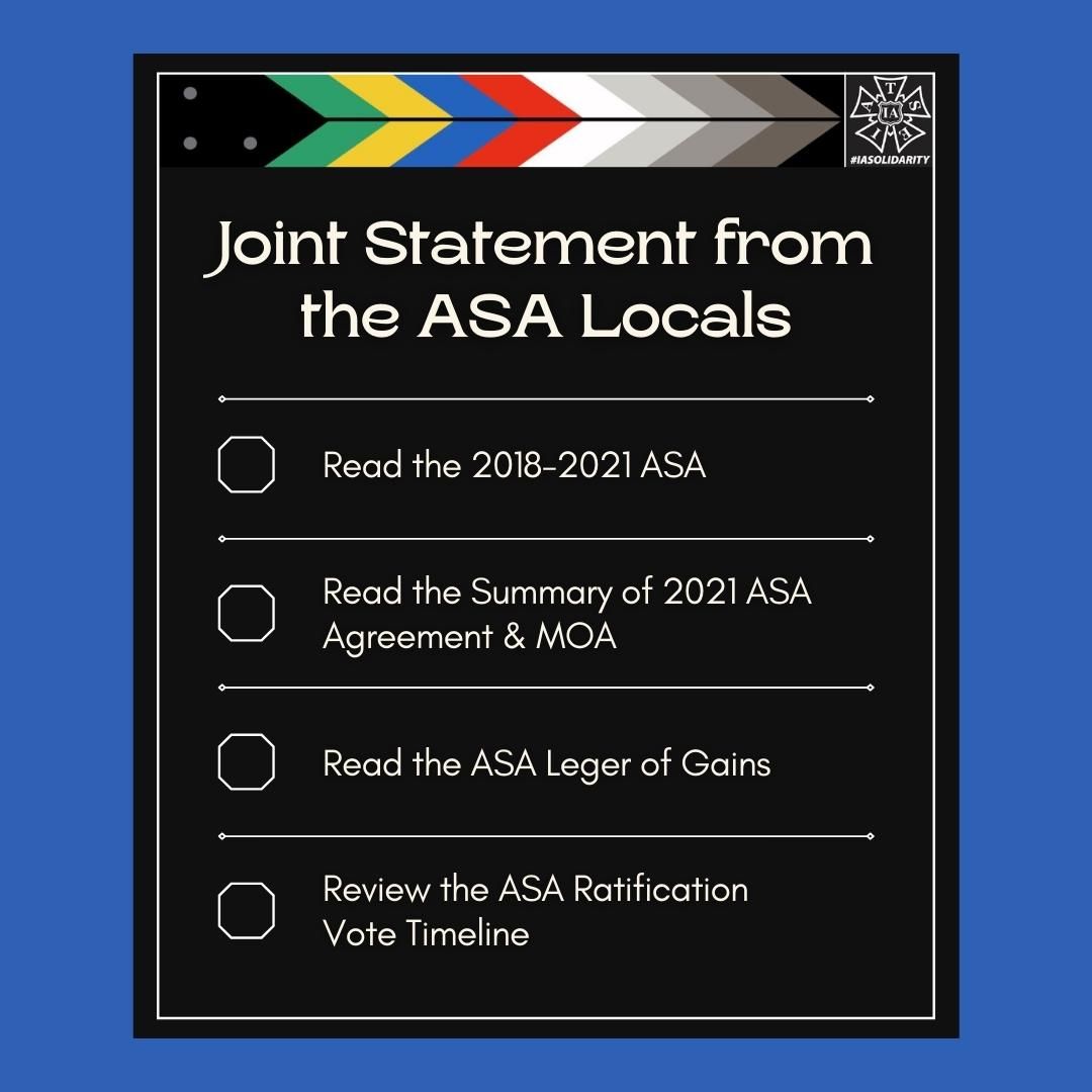 local484's tweet image. A Statement from the ASA Locals with an about the Ratification Vote has been released - check your email now to learn more!

#iaLocal484 #IATSE #RatificationVote #asaContract #asaLocals #CheckYourEmail  #ContactTheOffice #InSolidarity #UnionStrong #UnionBusiness