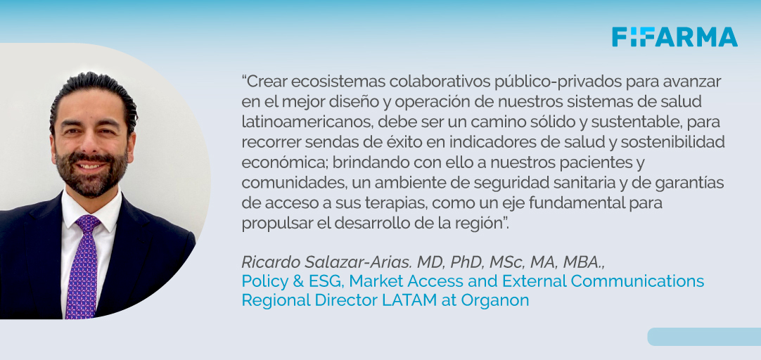 FifarmaLatam's tweet photo. Para impulsar el desarrollo de la región es importante brindar a nuestros pacientes un entorno de seguridad sanitaria. Ricardo Salazar-Arias, director regional de @OrganonLatam, lo reafirma.

#FIFARMATeam https://t.co/Musr3gBQ3D