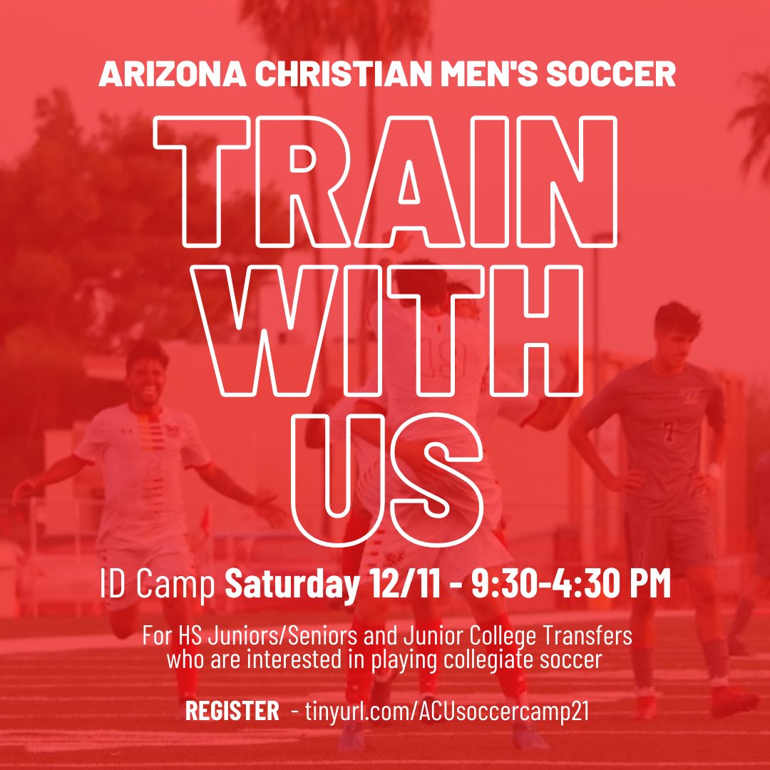 MSoccer_ACU's tweet image. Register now for our 1-Day Winter ID Camp. Come train with our coaching staff at our brand new on campus facilities! 

Registration fee of $95 covers:
2️⃣Training Sessions &amp;amp; Instruction
☑️Lunch 
☑️Presentation + Q &amp;amp; A 
☑️Campus Tour

info.abcsportscamps.com/arizona-christ…