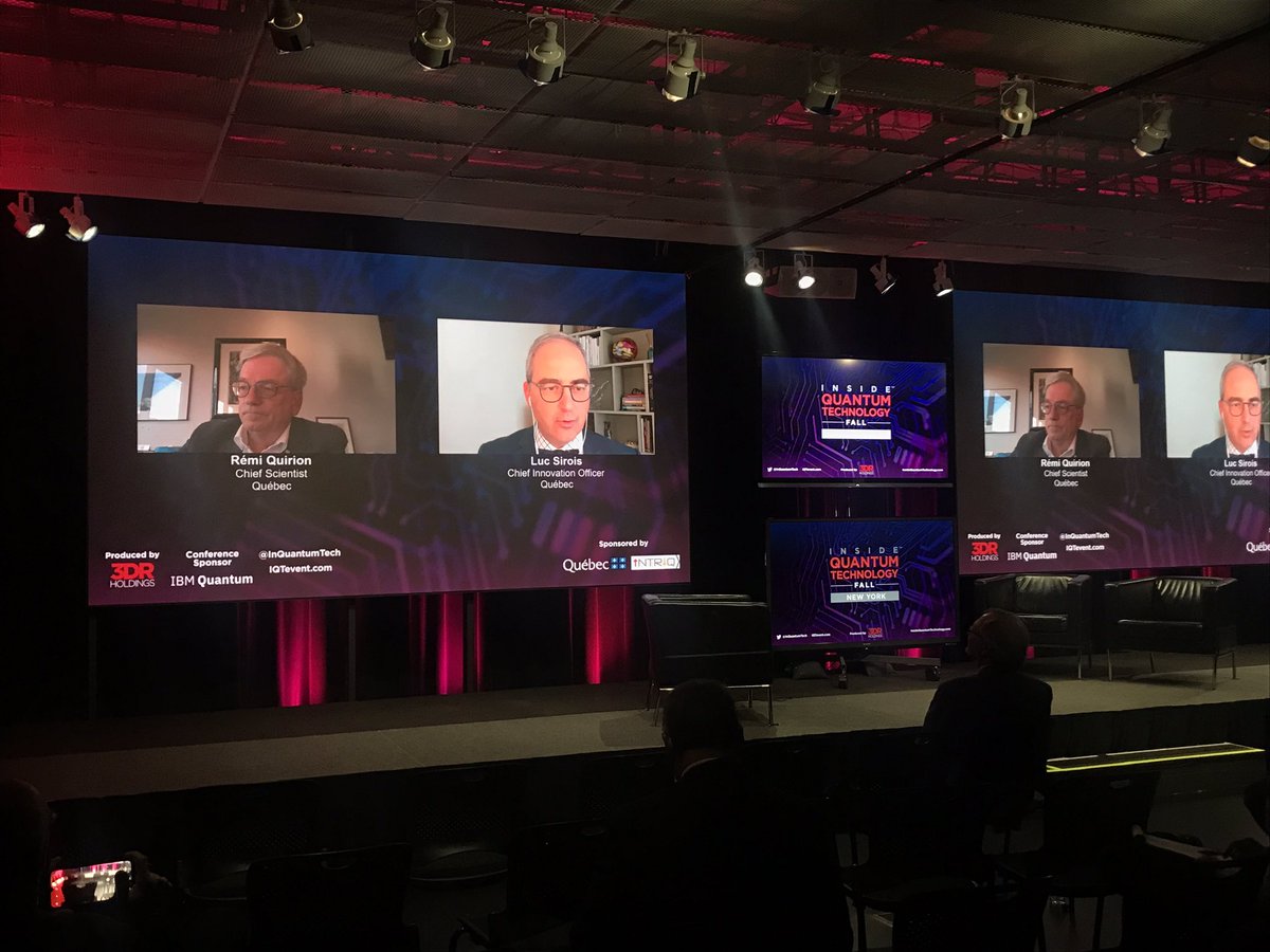 Quebec’s chief advisors in science <a href="/SciChefQC/">Rémi Quirion</a> &amp; #innovation <a href="/lsirois007/">Luc Sirois</a> take the virtual stage at <a href="/InQuantumTech/">Inside Quantum Technology</a>’s meeting in #NYC to speak to the strengths &amp; opportunities of Quebec’s #quantum ecosystem! <a href="/economie_quebec/">Économie Québec</a>
