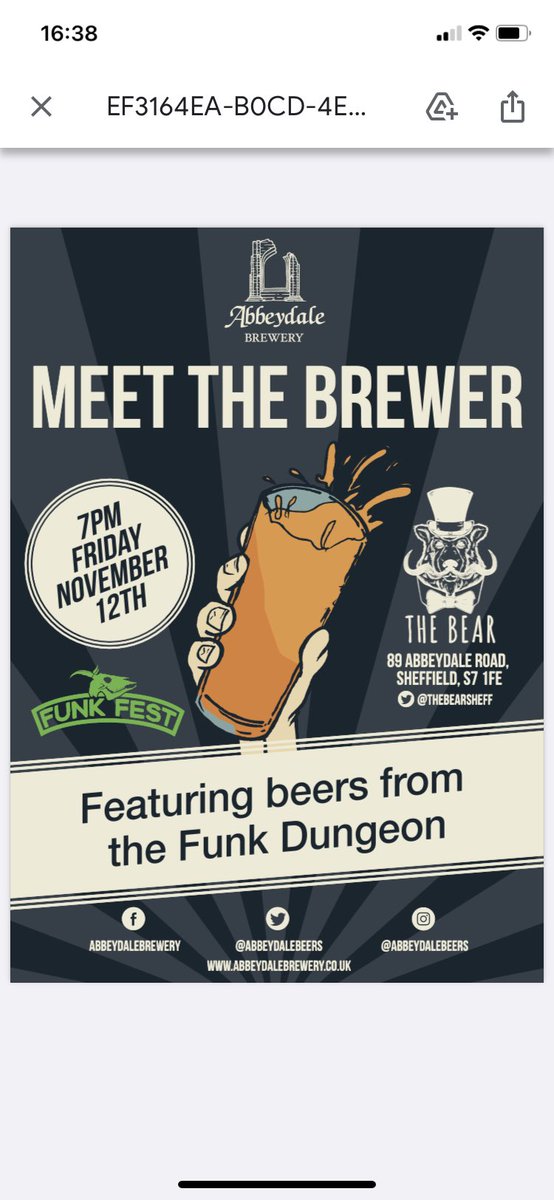 thebearsheff's tweet photo. Next Friday 12th November is the first sour beer event at The Bear, including a meet the brewer session with @AbbeydaleBeers @Jim_Rangeley, who will be showcasing some of his fine Funk Dungeon beers and talking to us about how they are made!
ยฃ15 each, please DM to book! https://t.co/i0SZikhMcL