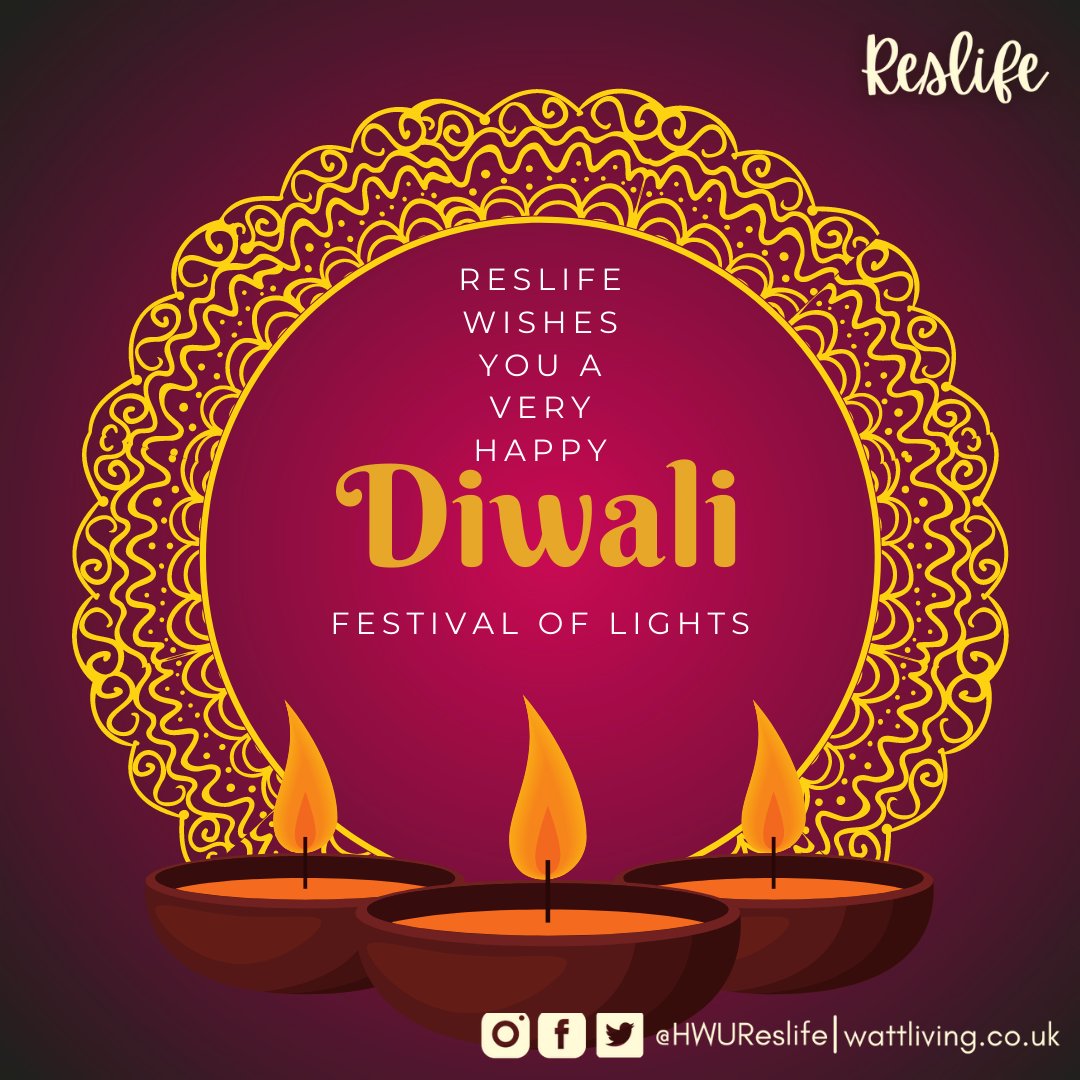 hwureslife's tweet photo. Wishing you a Diwali that brings happiness prosperity and joy to you and all your family - from Reslife family

#heriotwatt #heriotwattuniversity #reslife #accommodation #hwureslife https://t.co/Qaj69eufSs