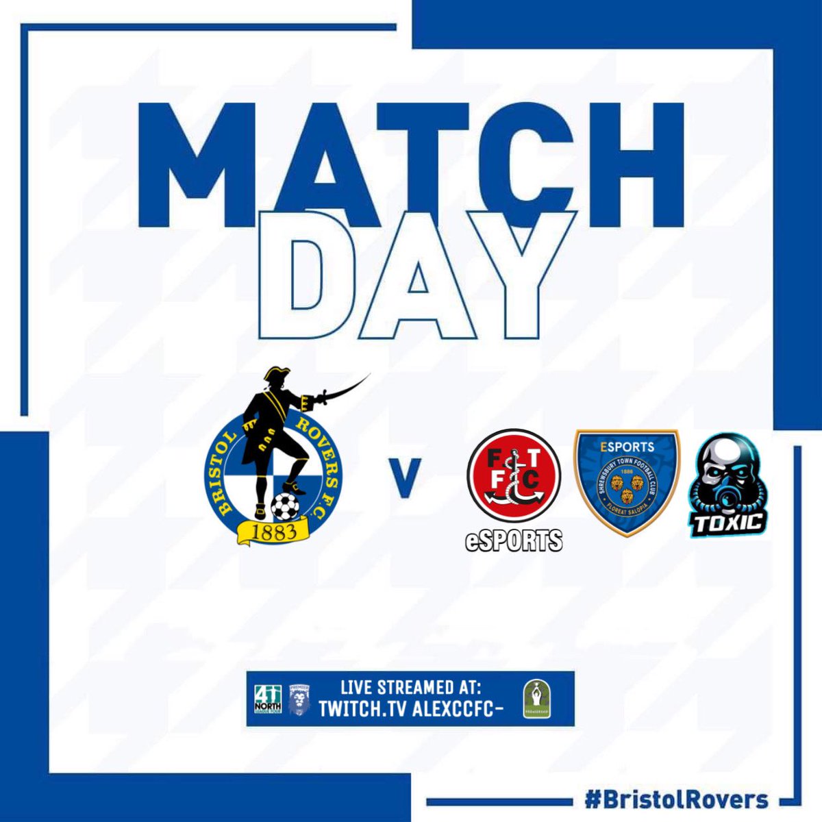 BRFCeSports1's tweet photo. 📣 Match Day 📣

#BristolRovers #UpTheGas 🔵⚪️⛽️ @OfficialVPG https://t.co/QiwFt2hPw1
