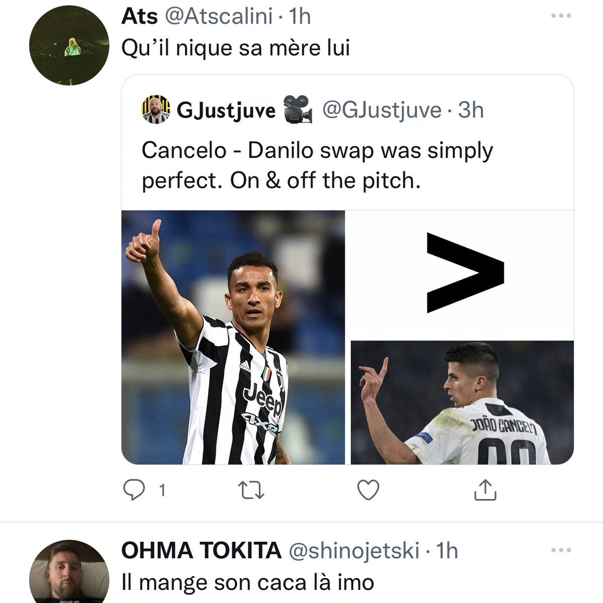 GJustjuve's tweet photo. • Son of a b*tch
• Bald 
• Clown
• Go f*ck your mother

Some examples of the 200 Quote RT. Nearly all insults. 
95% from our own people. Our family. Juventini. 

Ps, I didn’t change my mind and would tweet it again without any hesitation. https://t.co/KrbrfMWDMO