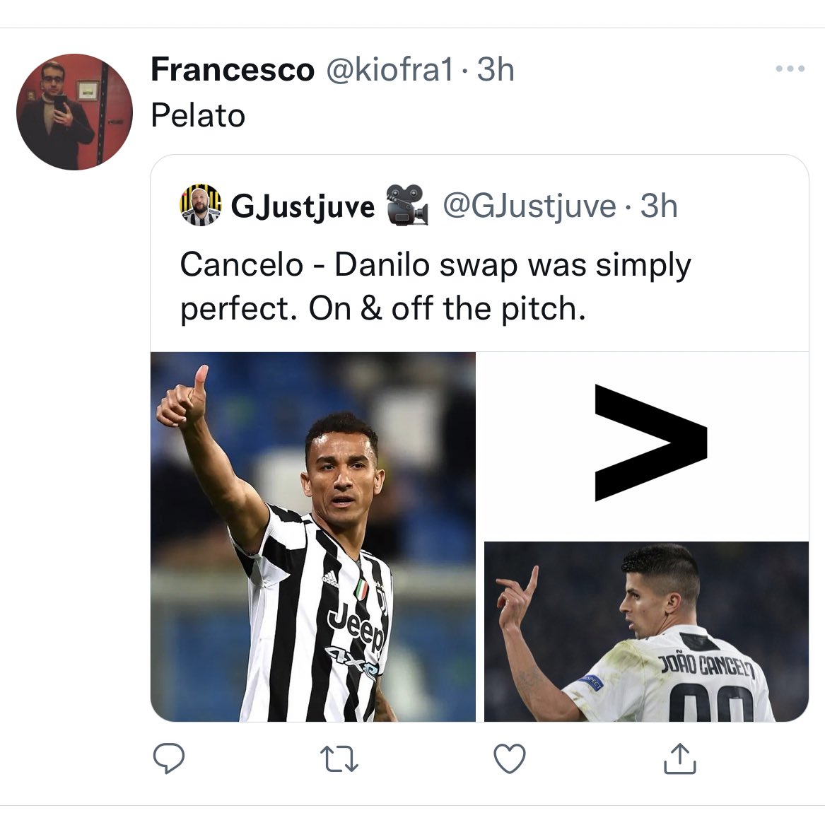 GJustjuve's tweet photo. • Son of a b*tch
• Bald 
• Clown
• Go f*ck your mother

Some examples of the 200 Quote RT. Nearly all insults. 
95% from our own people. Our family. Juventini. 

Ps, I didn’t change my mind and would tweet it again without any hesitation. https://t.co/KrbrfMWDMO