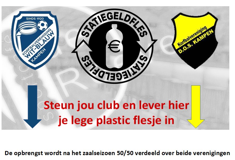 Sponser je korfbalclub met je statiegeldflesje <a href="/kvdos_kampen/">KV DOS Kampen / Unique Waterontharders</a> <a href="/WitBlauw/">kv Wit-Blauw/Green Organics</a>