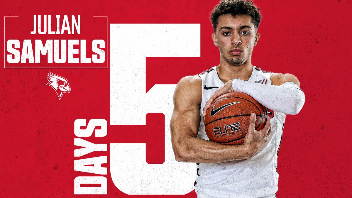 On the exhibition opener, we are 5 days from the first regular season game of the season for #REDBIRDhoops!

Also wearing 5 this year for ISU is newcomer Julian Samuels!

Season and single-game tickets are on sale now! Click ⬇️ to get your tickets today!

bit.ly/3D489KN