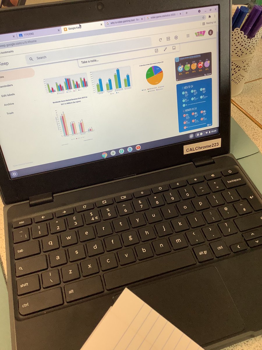 MissHarkinsEng's tweet photo. Today, Year 11 developed their DCF skills. Students used @GoogleKeep to effectively store research for their expository essay on video gaming. They considered the validity, and reliability of sources, by taking into consideration their origins, too! @CaldicotDcf @CaldicotEng https://t.co/XrmwYCNiAr