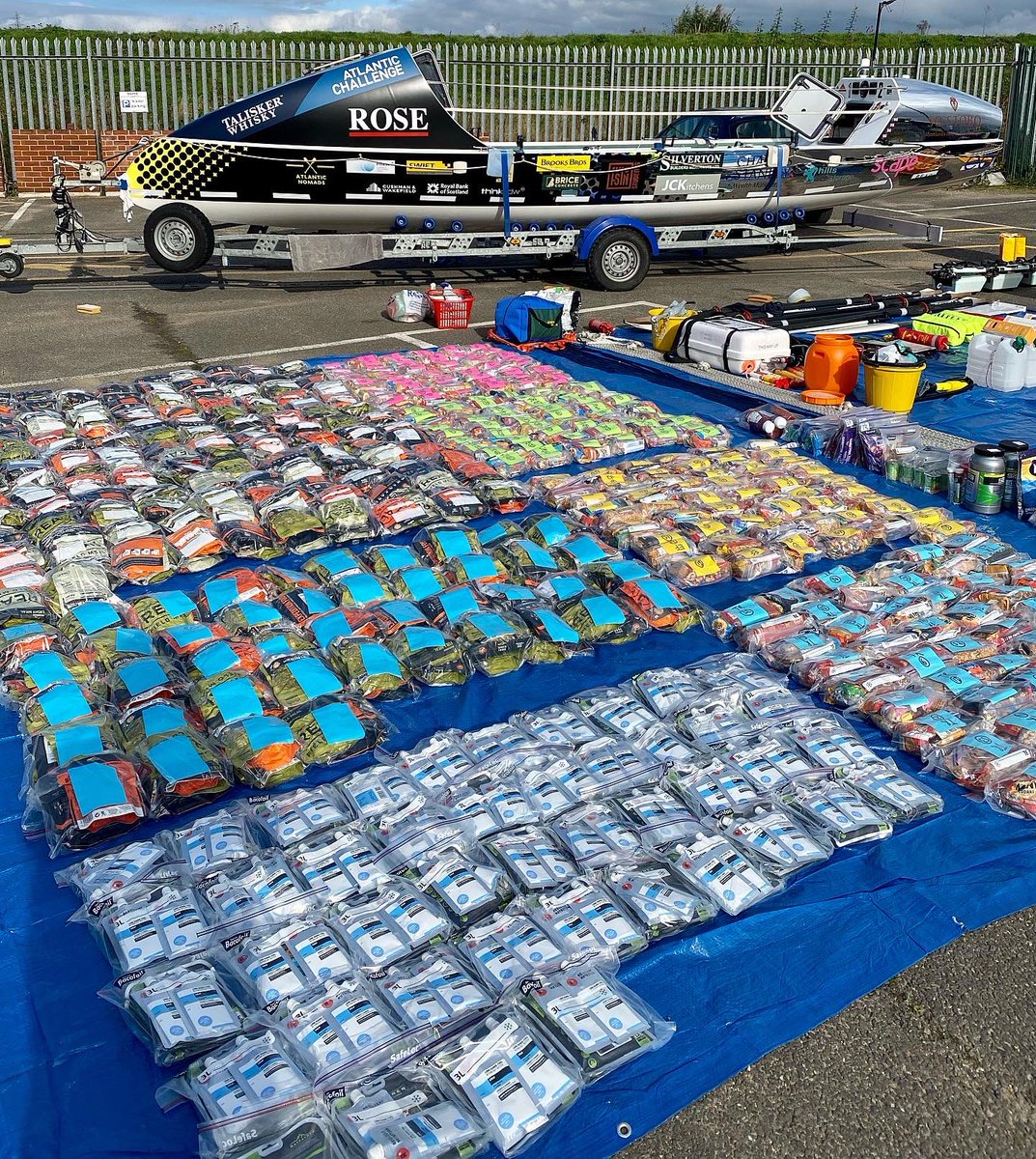 AtlanticNomads's tweet photo. Food prep - behind the scenes! As part of the @ACampaigns race rules, we need to have enough food onboard for 55 days at sea and each consume over 5,000 calories every day! That’s a grand total of 1,108,800 calories for the team! 🍬🥜🍫 #twac2021 #onefortheseas #3000miles https://t.co/ZMioTIvmLu