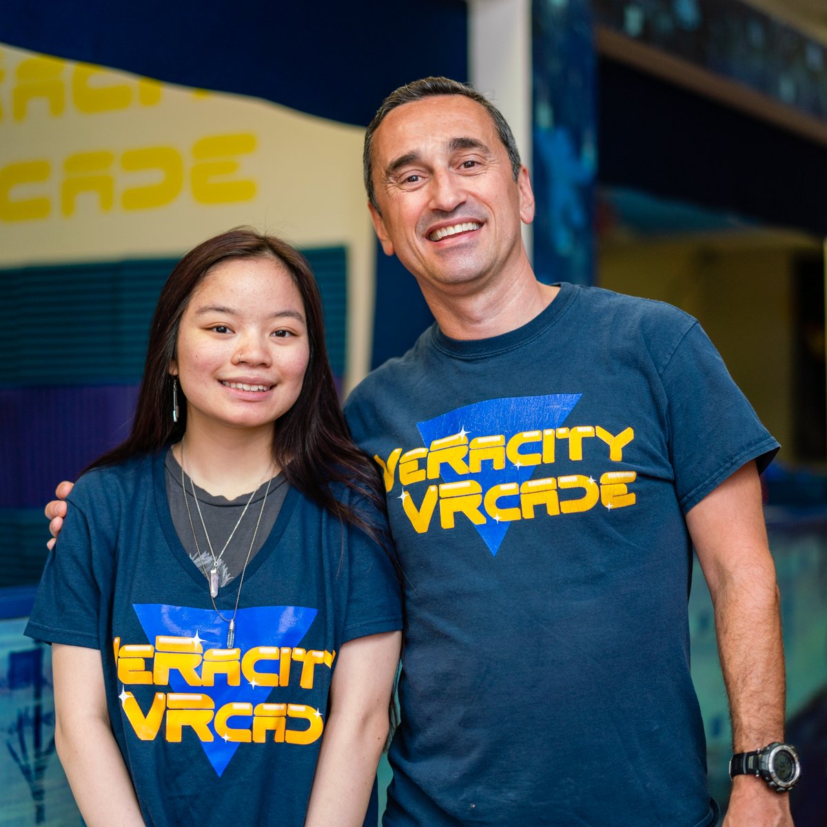 VeracityVrcade's tweet photo. With our variety of different VR games, everyone you bring is sure to leave with a smile. https://t.co/BCQyh3qpid