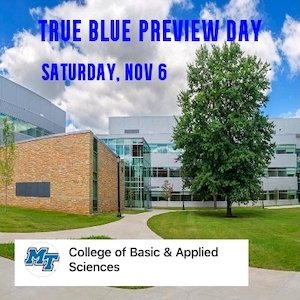 MTSU CBAS (@cbasmtsu) on Twitter photo True Blue Preview Day
Sat. Nov 6
Come see what #MTSUSciences has to offer!
Campus tour + meet current students & faculty
#CBAS = outstanding programs
Prospective Student Registration app.geckoform.com/public/#/moder…
<a href="/MTSUAg/">MTSU Ag</a> <a href="/mtsu_biology/">MTSU Biology</a> <a href="/mtsuchemsociety/">MTSU Chem Society</a> <a href="/MTSUPhysics/">MTSU Physics</a> <a href="/MTfermentation/">MTSU Fermentation Association</a> True Blue Preview Day
Sat. Nov 6
Come see what #MTSUSciences has to offer!
Campus tour + meet current students & faculty
#CBAS = outstanding programs
Prospective Student Registration app.geckoform.com/public/#/moder…
<a href="/MTSUAg/">MTSU Ag</a> <a href="/mtsu_biology/">MTSU Biology</a> <a href="/mtsuchemsociety/">MTSU Chem Society</a> <a href="/MTSUPhysics/">MTSU Physics</a> <a href="/MTfermentation/">MTSU Fermentation Association</a>