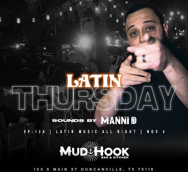 MudhookBar's tweet photo. It's #latinthursday and we have the mighty Manni D all month long! Thursday nights 9pm-12, come party with us!
#dfwdj #latinmusic https://t.co/SZyJuqLpLN