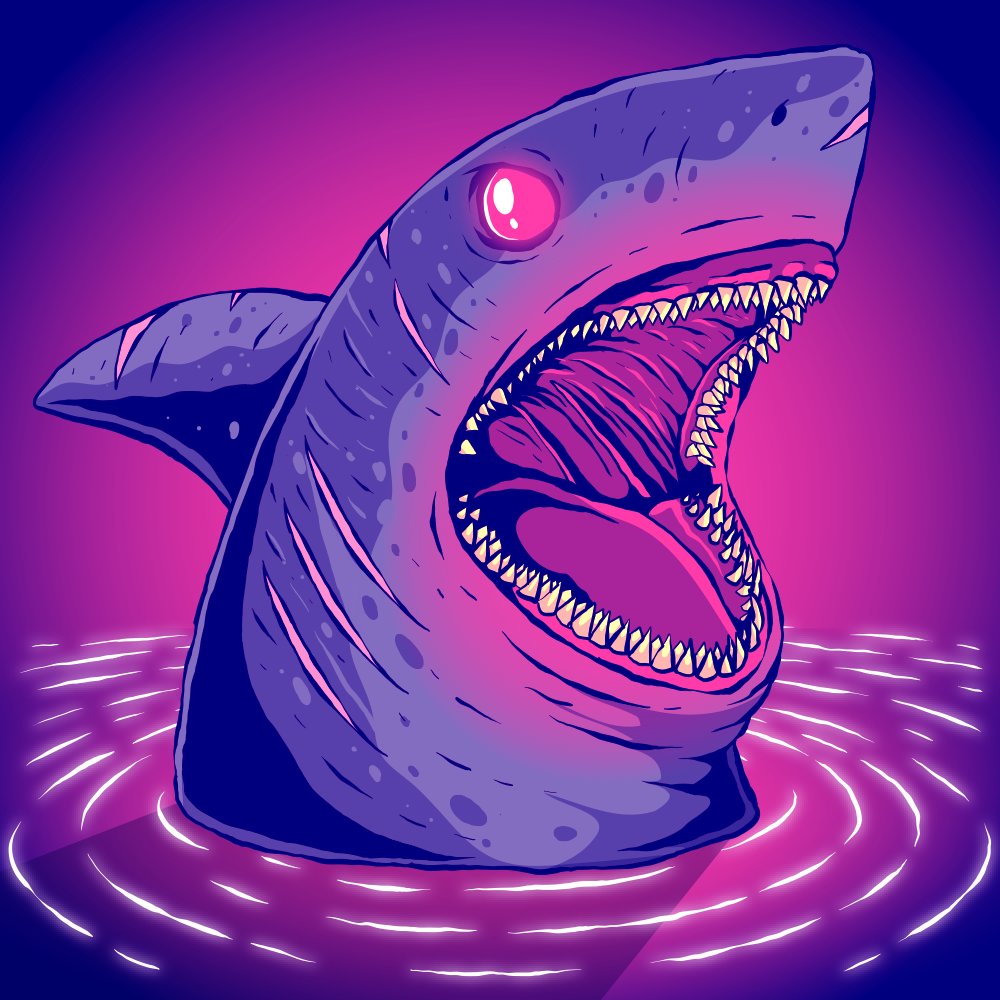 ShkarySharks's tweet photo. The Megalodon was born into the waters with one instinct - the hunt. He represents perfection of underwater evolution - elusive, powerful, swift. They can hear the call to battle long before any other Shark such is the sensitivity of their ampoules that glow a fearsome magenta 🦈 https://t.co/AgJ10bEuFl