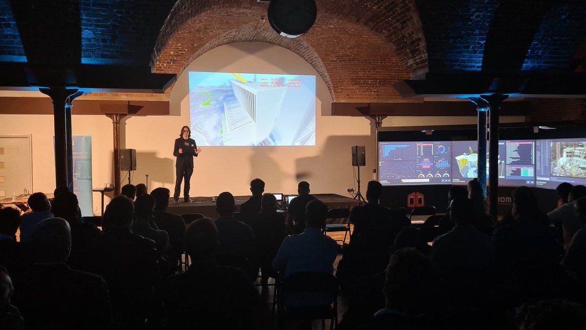 3DRepo's tweet photo. Sebastian Friston, Head of Graphics at 3D Repo takes our audience through the work we've been doing with @UnrealEngine, @EpicGames on pixel streaming at our #BritishIM event in London tonight https://t.co/FsH9Bv57VR