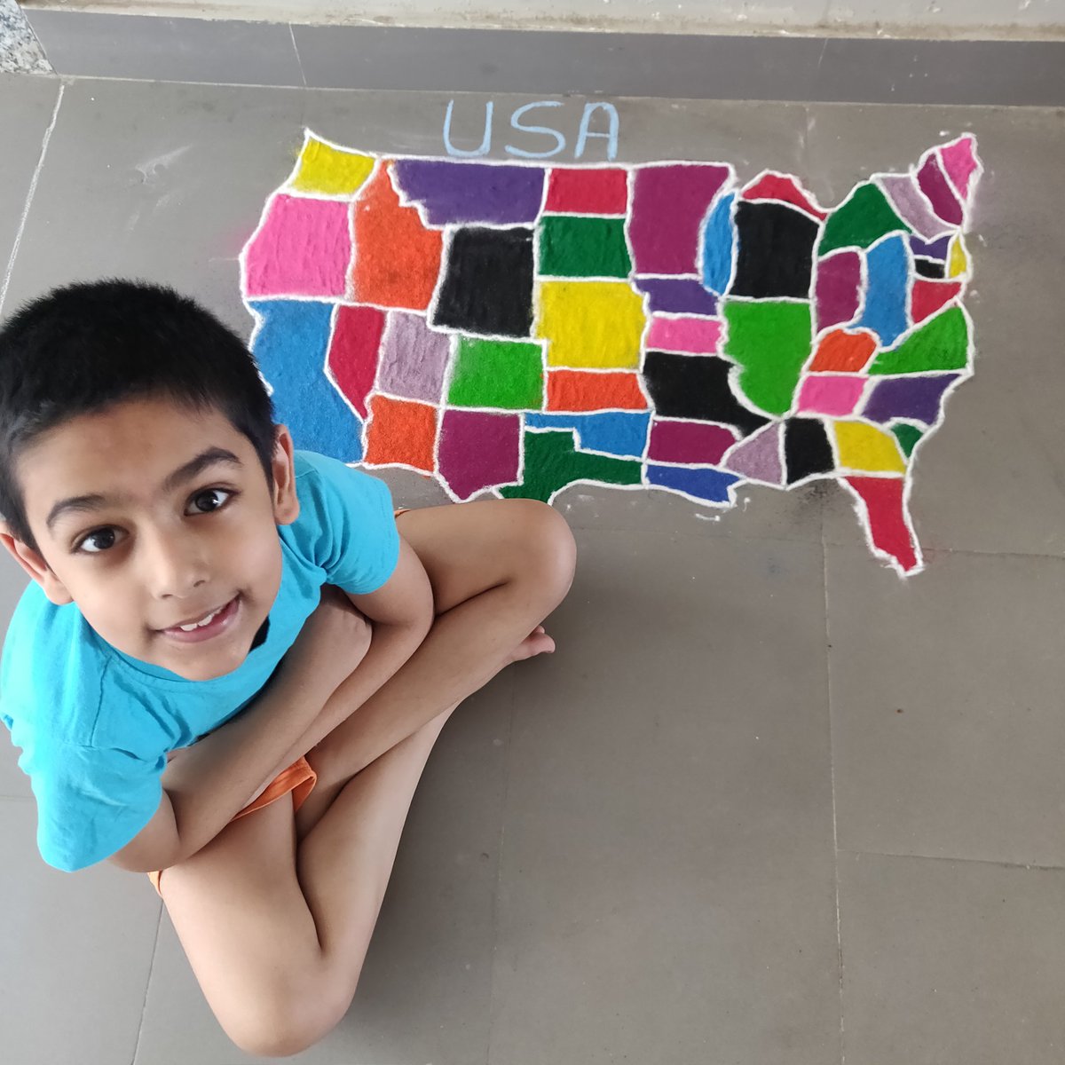 patel_visaria's tweet photo. This happens when a 6 years old is obsessed with the countries of the world! Requests to make his current obsession into Rangoli this Diwali.
#favoritecountry #happydiwali #NarendraModi #USA #Biden #America #India #Mumbai #Pune #Rangoli #VihaanVisaria
#NewYork #Montana https://t.co/B2cxGiMUPA