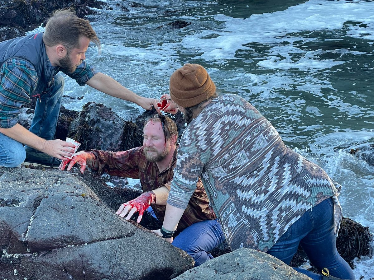 TheWranglerPNW's tweet photo. Red eyes tell no lies. Got to step in front of camera and get all bloody for #BadFishMovie with @ShanebrookM this week. https://t.co/5s59fvwURH