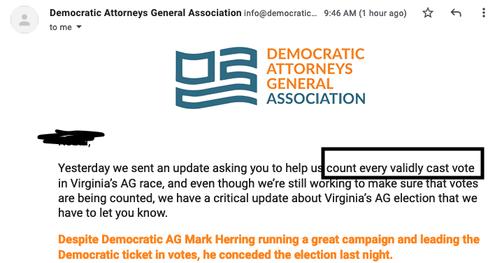 rmbectel's tweet photo. As a Dem, I'm pretty saddened to see this "stop the steal" sort of messaging from the @DemocraticAGs. Let's not use that playbook just because we lost https://t.co/rjoTUTdu7j