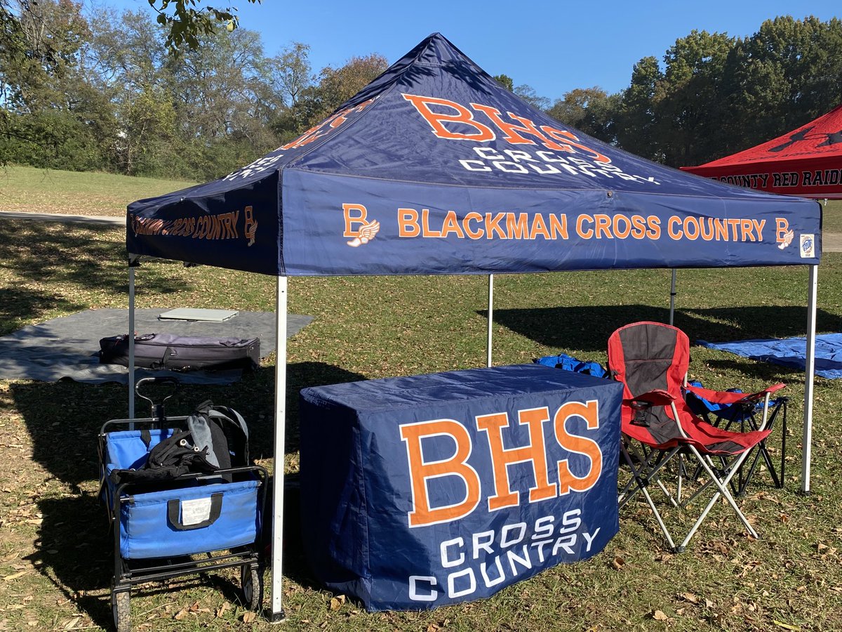 BlazeHarriersXC's tweet photo. Set up and reppin’ in Hendersonville.  TSSAA State Cross Country. https://t.co/mevBEEhD10