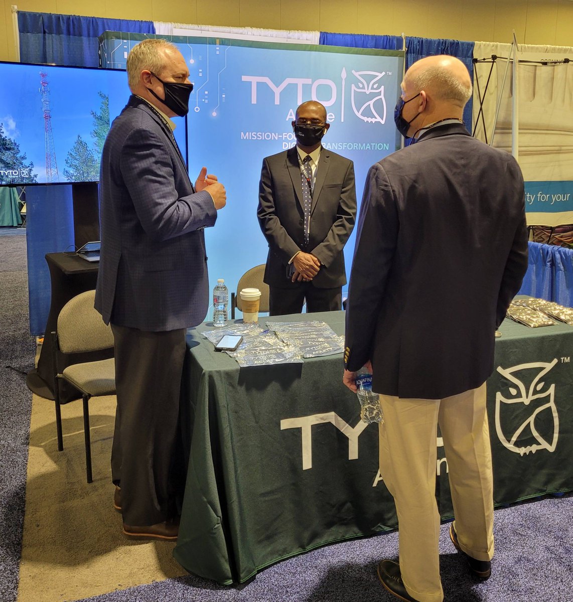 WeAreQuantumSky's tweet photo. The expo hall is OPEN at #Belvoir2021! Stop by Booth 217 to talk to our team about Tyto’s technology solutions and capabilities! #goTyto https://t.co/ZXCKDnVOTj