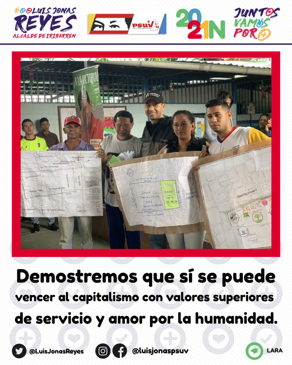 📍Demostremos que sí se puede vencer al capitalismo con valores superiores de servicio y amor por la humanidad.

@NicolasMaduro @PartidoPSUV @dcabellor @LuisJonasReyes

#LuisJonasEsTrabajo