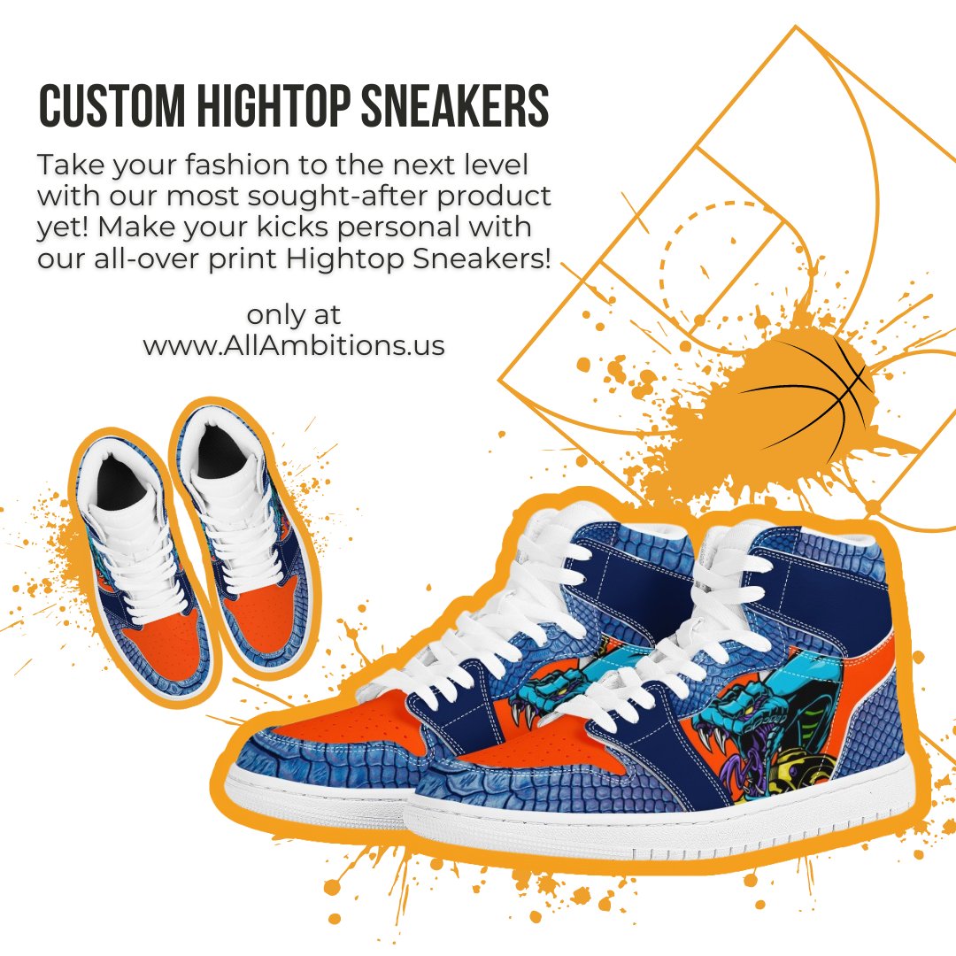 AllAmbitionsUS's tweet photo. Custom sneakers are a huge part of sneaker culture. Make your pair stand out with our all-over print design template.  Sign up for a FREE artist account and start creating your dream pair today! 😉👟
•
•
•
#BasketballShoe #CustomShoes #PrintOnDemand #HightopShoes #LeatherShoes https://t.co/Qxdr8IDvlc