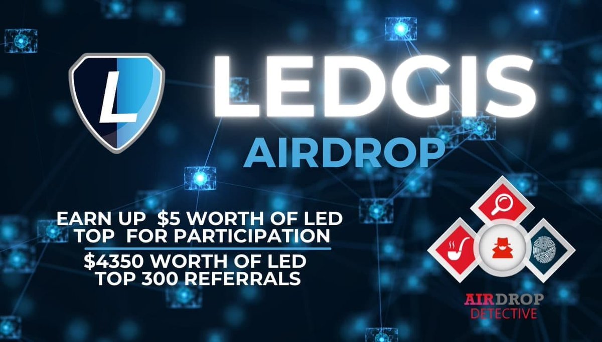🔍 Ledgis #Airdrop (New Round)

💲 Reward: Up to $5 worth of LED +$4350 worth of LED referral pool

🔴 Start the airdrop bot: t.me/LedgisAirdropB…

🔘 Do the tasks on the bot &amp; submit your data.

🔘 Details: youtu.be/2zcOflMC_t0

#Airdrops #LED #LEDGIS #AirdropDet #Bitcoin