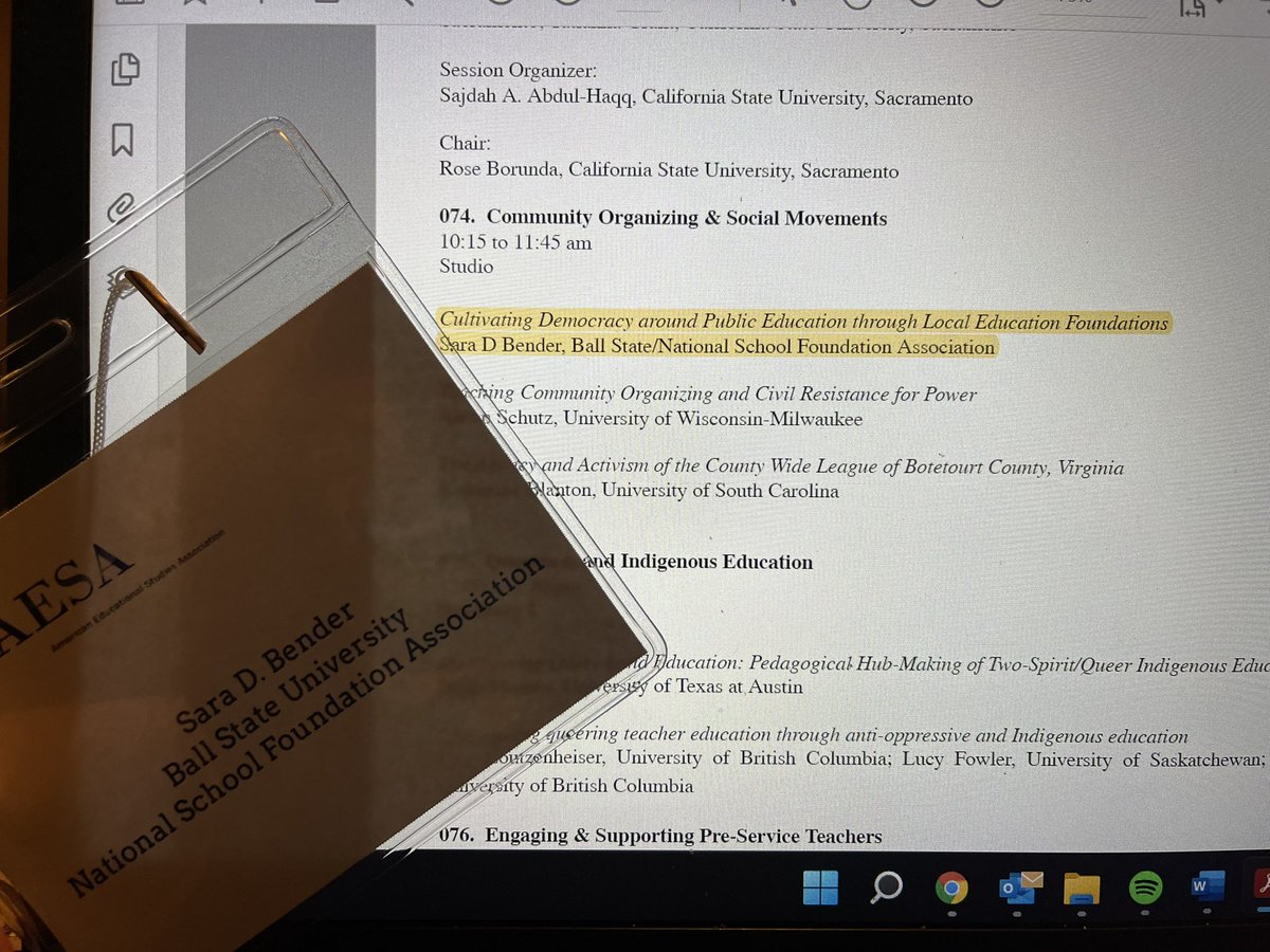 SaraDBender's tweet photo. It’s a great day to be at the #AESA2021 conference! Proud to represent @ballstatetc and @SchoolFdns! https://t.co/hMzJLweYci