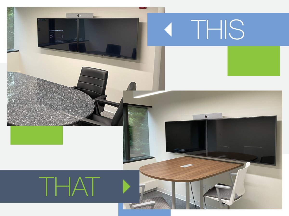room_ready's tweet photo. Same size space, both dual displays with Cisco Room Kit mounted above... but designed with different room functions in mind! Do you prefer THIS small conference room set up? Or THAT huddle space set up? Let us know which one you like and why!
#RoomReady #MeetingRoomTech https://t.co/HKgVaZdIEN