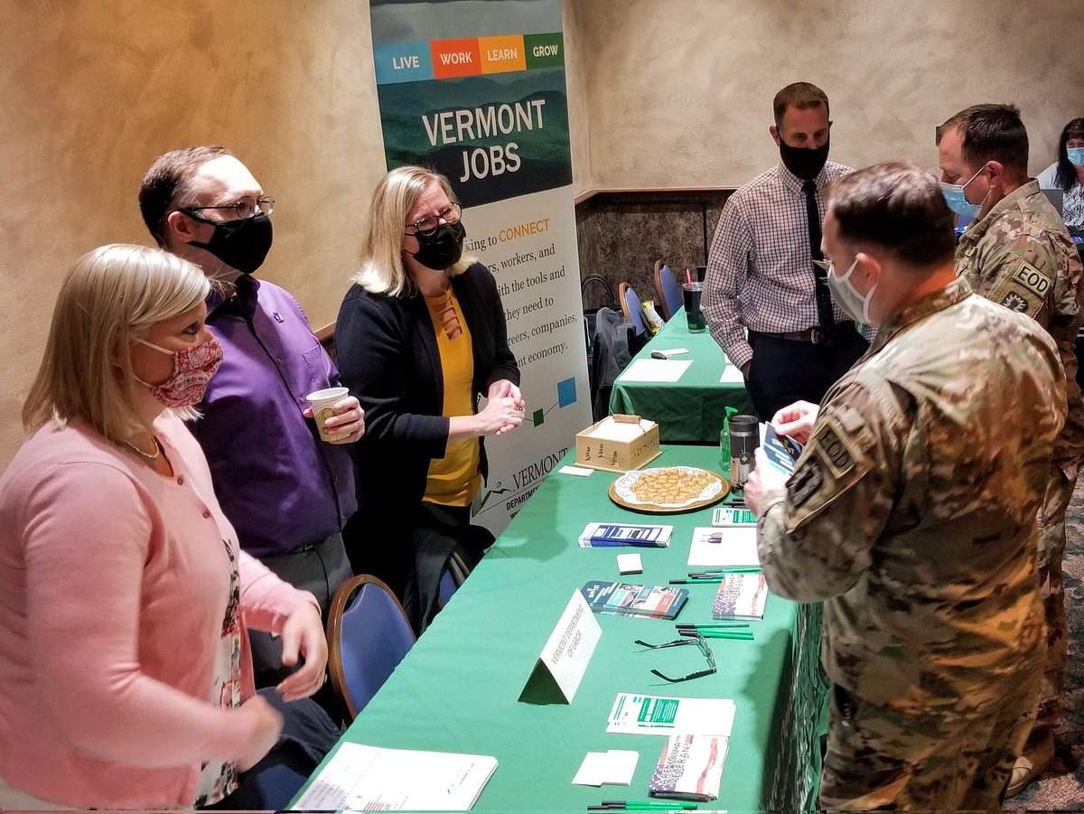VTLabor's tweet photo. Our Workforce Development team is on-hand at the Fort Drum Transition Assistance Program (TAP) Job Fair. 

Great to speak with service members about next steps in their careers and promoting all Vermont has to offer! @ThinkVermont #Hiring2DayVT

https://t.co/zFfg8GPwmU https://t.co/ebDo69qUqI