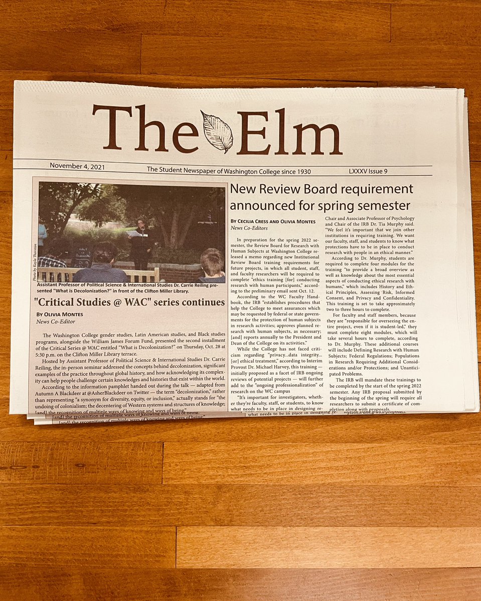 TheElmNews's tweet photo. It’s Elm Day, WAC! This issue has information re: a new review board requirement, stories on awesome events like AXO’s Casino Night, and sports coverage!📰💫 https://t.co/l2maAN7lp7