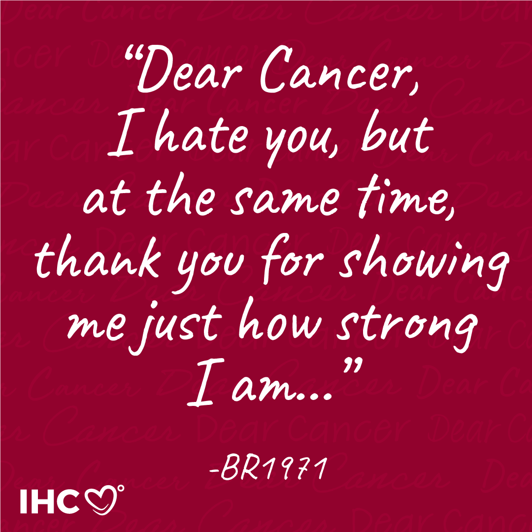 ihadcancer's tweet photo. “Dear Cancer, I hate you, but at the same time, thank you for showing me just how strong I am…” 

-BR1971

What do you have to say to #DearCancer or #NotSoDearCancer this Thursday? 

#cancer #cancerawareness #mentalhealth #ihadcancer #5Words2Cancer #mindfulness #stressrelief https://t.co/DcB7Yl7uyU